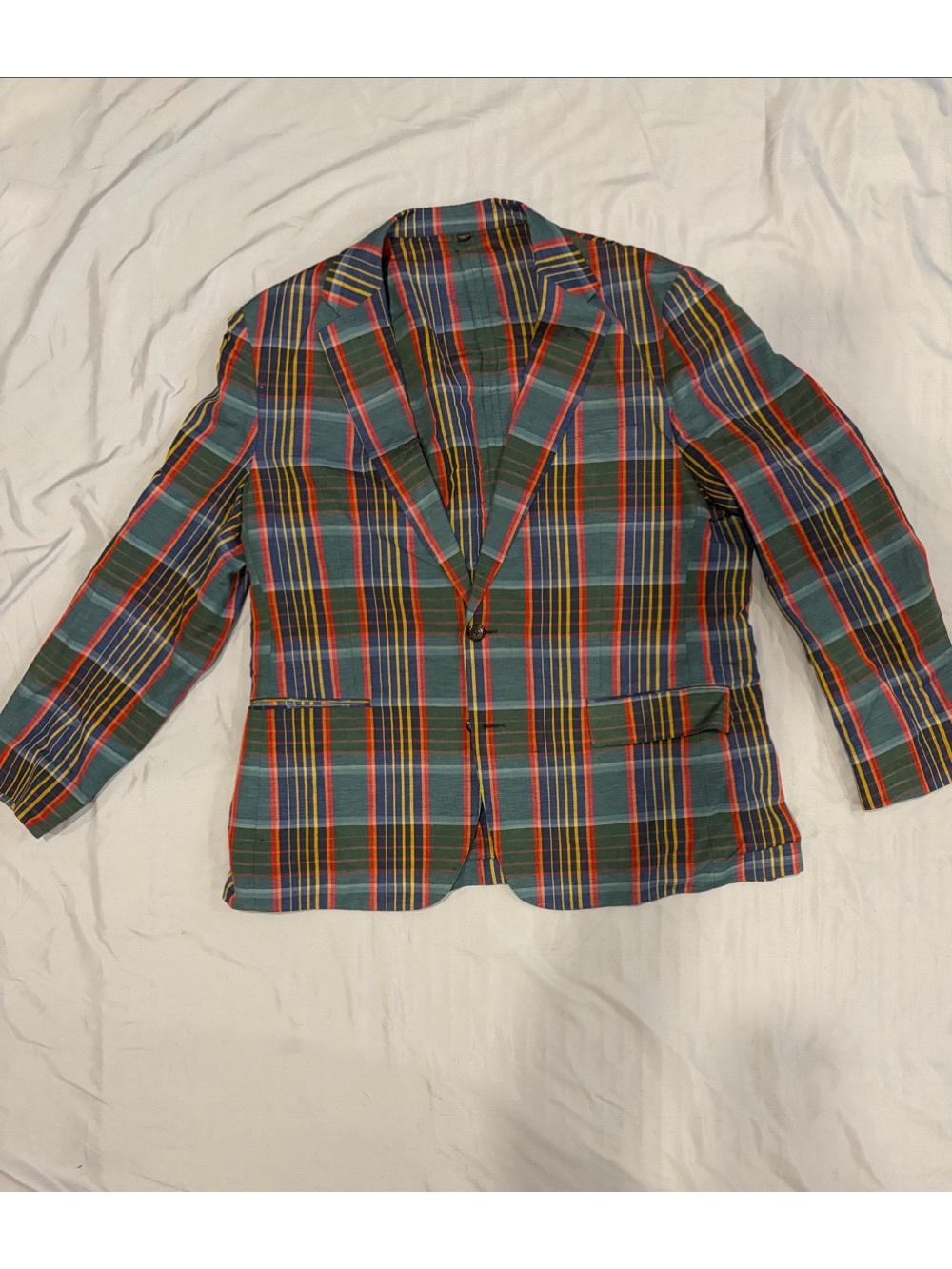 Jcrew Ludlow Men's Multicolor Plaid Linen Blazer - Classic Tailored Slim Style
